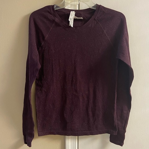 Athleta Forest Hill Crewneck Top Large Fitted Thermal‎ Maroon - Picture 1 of 7
